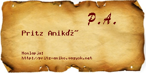 Pritz Anikó névjegykártya